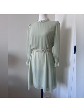 Aritzia Wilfred Swept Dress in Light Green Size 10 Long Sleeve Mini Dress Spring